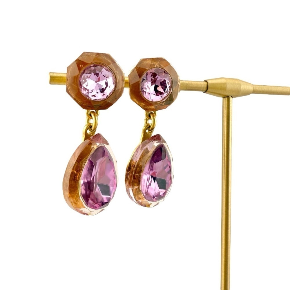 Rare, Retired J. Crew Earrings, Jewel Box Lavender Pink Brown Chunky Vintage - Picture 4 of 7